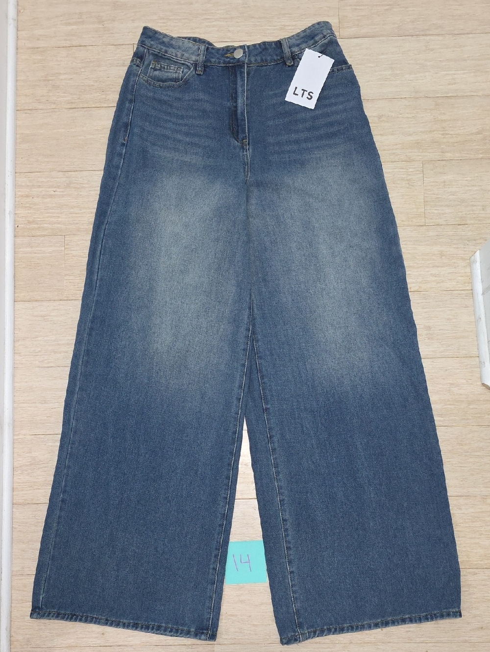 long tall sally Super Wide-Leg Blue Denim Jeans